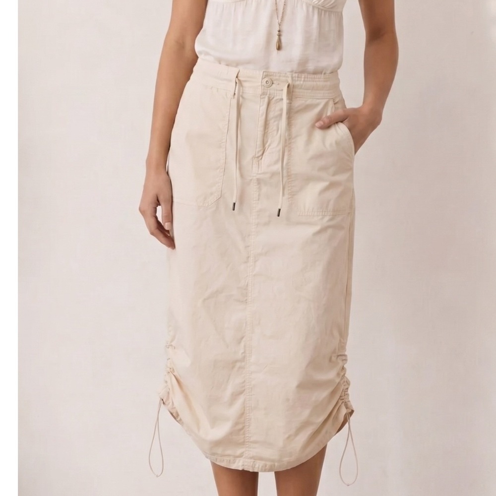 American Eagle Cream Low Rise Cargo Maxi Skirt Size 10 NWT Cinch Hem Utility